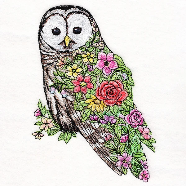 Barred Owl in Flowers - Image 2