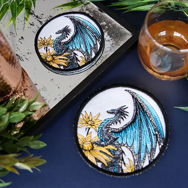 Blue Morpho & Black-Eyed Susan Dragon Coaster (In-the-Hoop) - Image 6