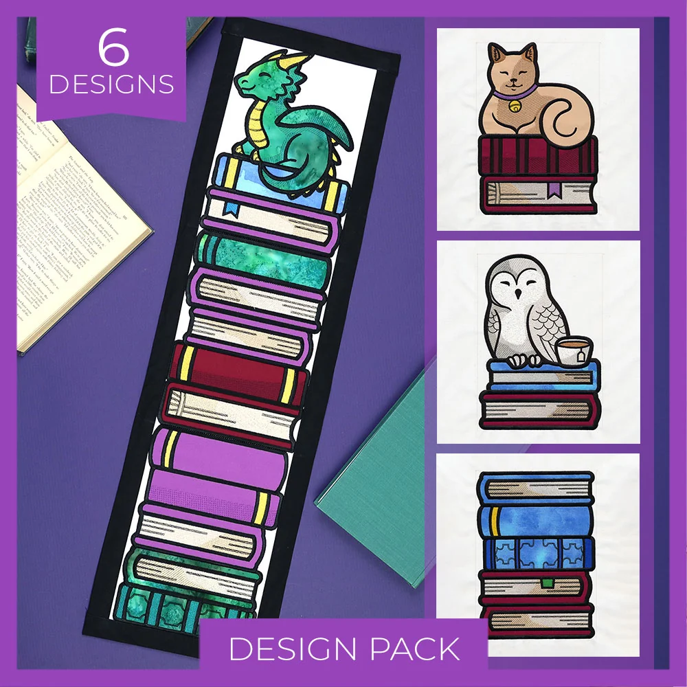 Book Stack Buddies (Applique) Design Pack - Image 6