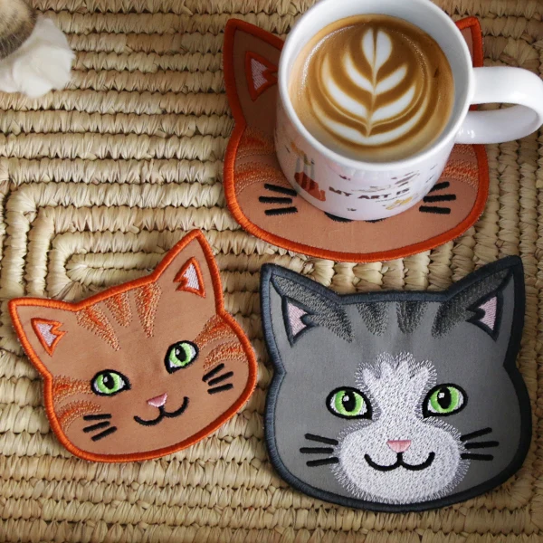 Cat Face Coasters - Orange Tabby (In-the-Hoop) - Image 12