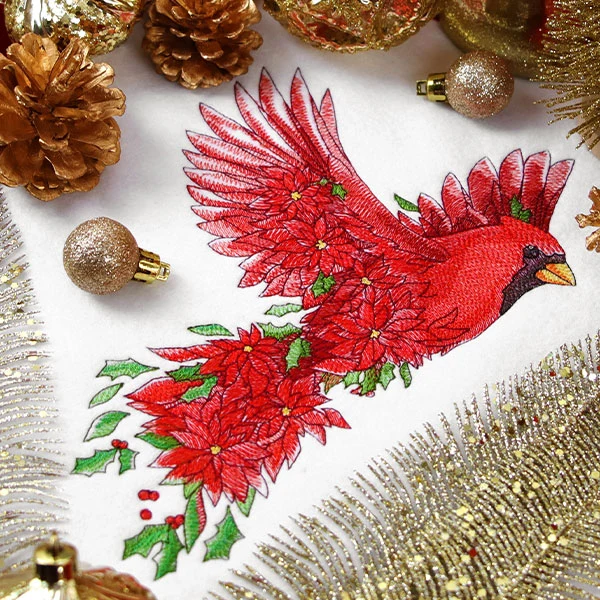 Christmas Cardinal in Poinsettias - Image 5