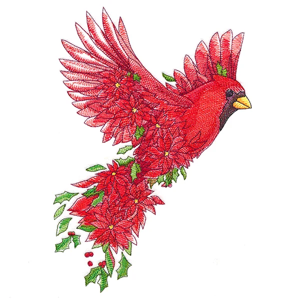 Christmas Cardinal in Poinsettias - Image 7