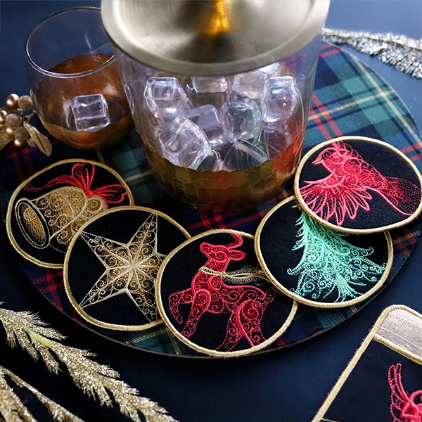 Festive Flair Coaster – Tree (In-the-Hoop) - Image 2