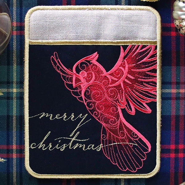 Festive Flair Potholder – Cardinal (In-the-Hoop)