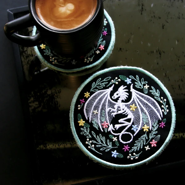 Floral Dragon Skeleton Trivet (In-the-Hoop) - Image 12