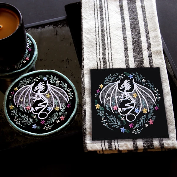Floral Dragon Skeleton Trivet (In-the-Hoop) - Image 3