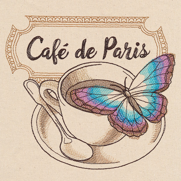 French Cafe - Coffee Cup with Butterfly - Image 2