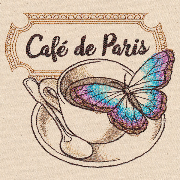 French Cafe - Coffee Cup with Butterfly - Image 4
