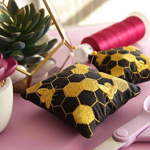 Gilded Honeycomb Pillow Pincushion (In-the-Hoop) - Image 11