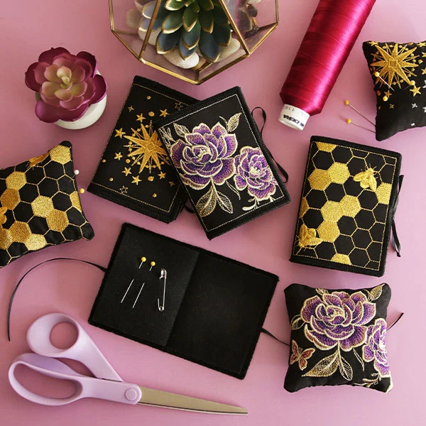 Gilded Honeycomb Pillow Pincushion (In-the-Hoop) - Image 13