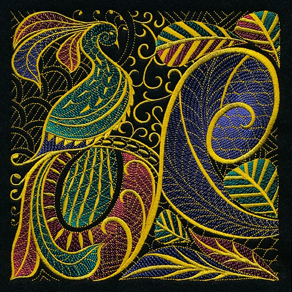 Goldwork Style Peacock Square - Image 5