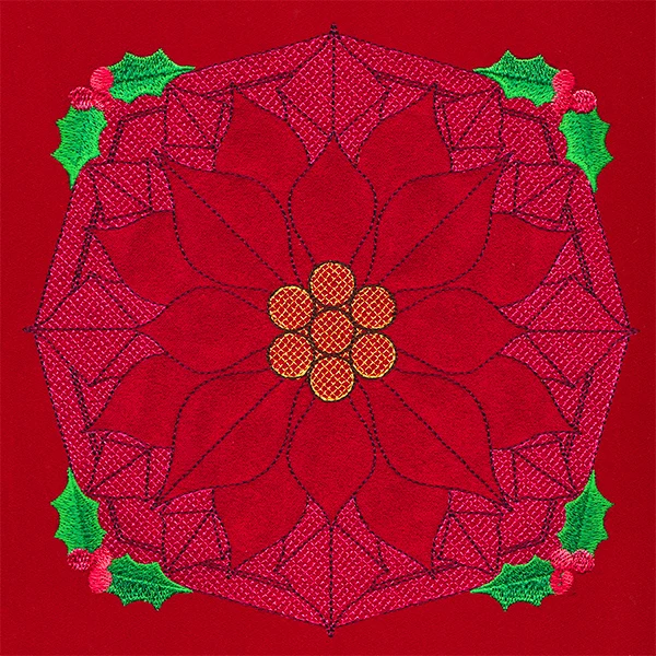 Holly Jolly Trapunto Poinsettia