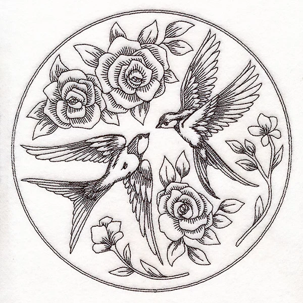 Intricate Swallows and Blooms - Image 5