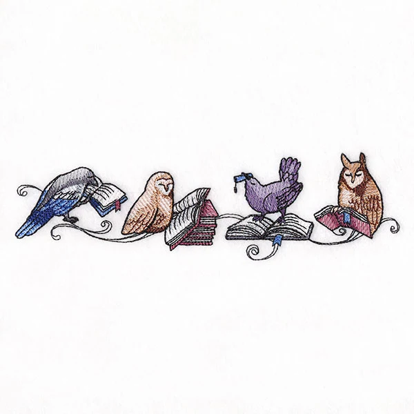Lost in a Good Book Birds Border - Image 3