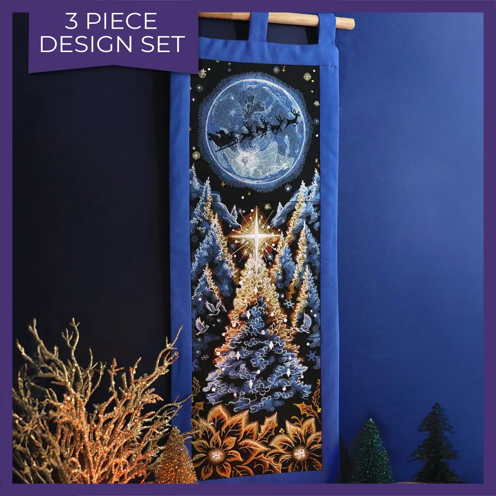 Magical Christmas Moonlit Forest Panel Scene