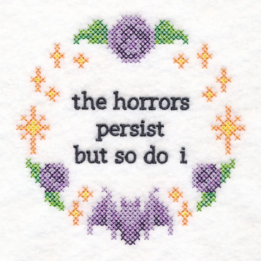 Snarky Samplers - Horrors Persist (Cross Stitch) - Image 4
