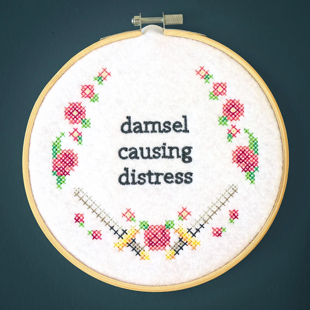 Snarky Samplers - Damsel Causing Distress (Cross Stitch) - Image 5