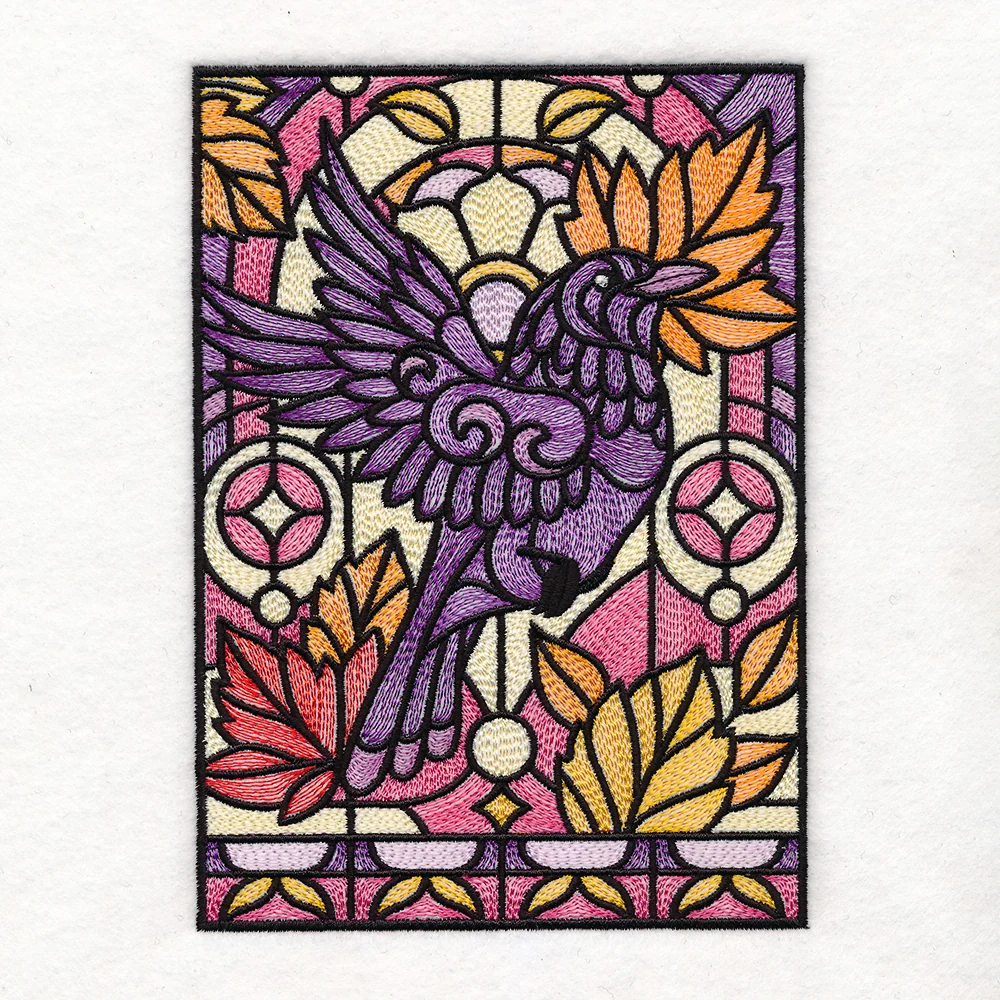 Stained Glass Fall Raven - In Flight - Image 5