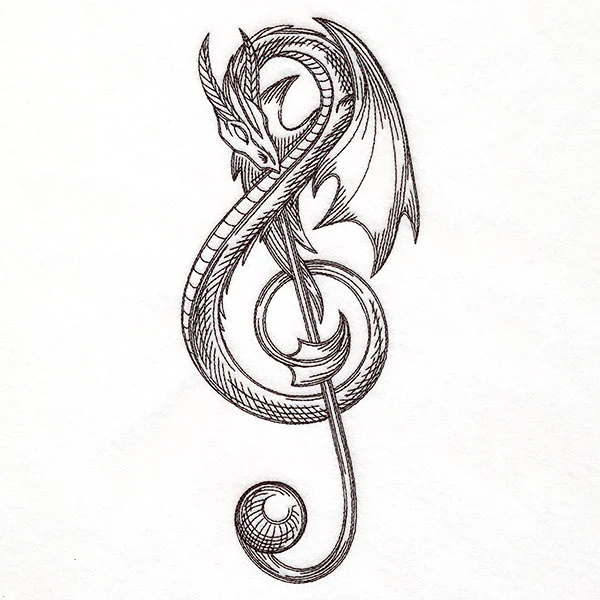Treble Clef Dragon Etching - Image 5