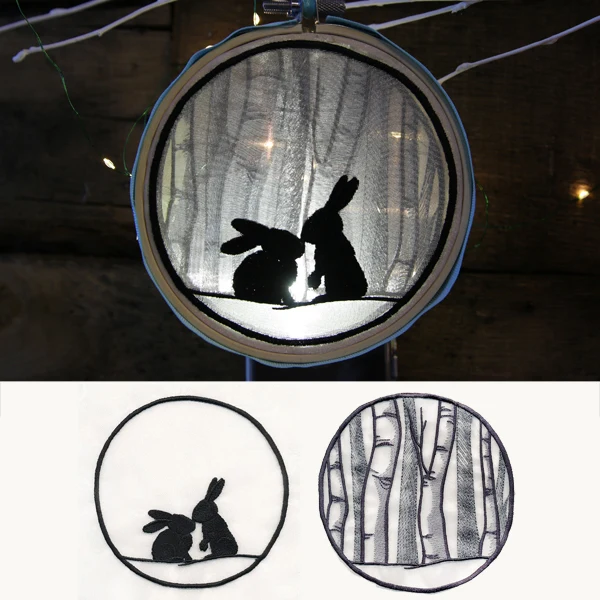 Winter Woodland Bunnies Shadowbox (Organza) - Image 3