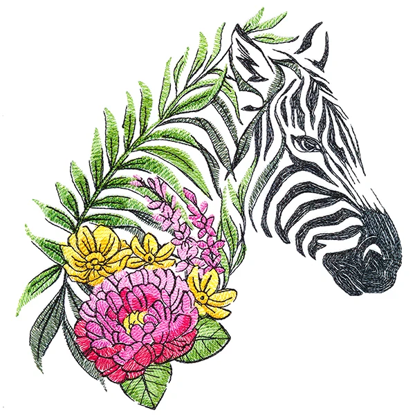 Zebra in Flowers - Image 2